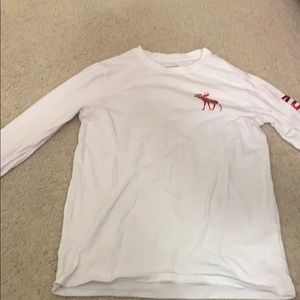 Abercrombie kids girls white shirt with red moose